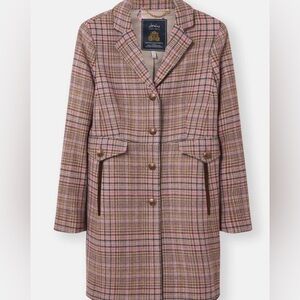 NWOT Joules Pink/Tan Tweed Mid Length Coat 🧥